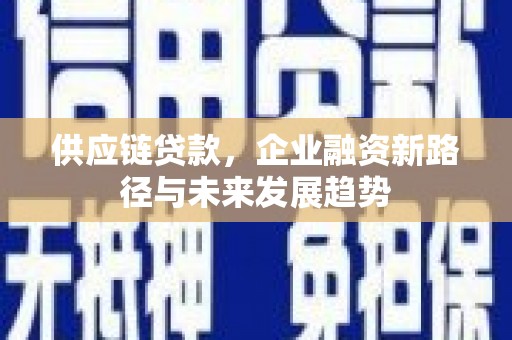西屯供应链贷款，企业融资新路径与未来发展趋势