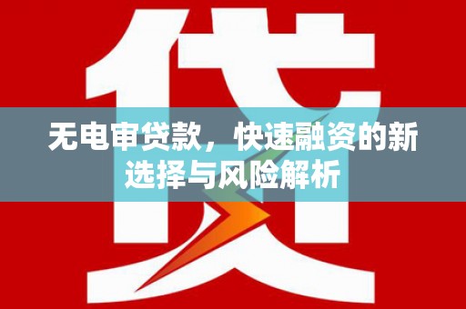 西屯无电审贷款，快速融资的新选择与风险解析